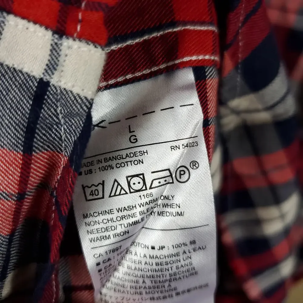Banana Republic Plaid Standard Fit Button Up Shirt Size L
